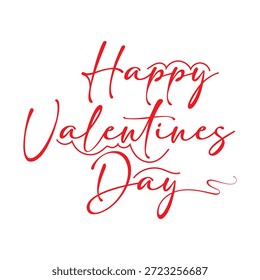 Feliz Día de San Valentín Tipografía Saludo. Letras de Feliz Día de San Valentín sobre fondo blanco limpio, diseño de tipografía romántica de vacaciones para saludos, tarjetas, impresiones y celebraciones digitales.