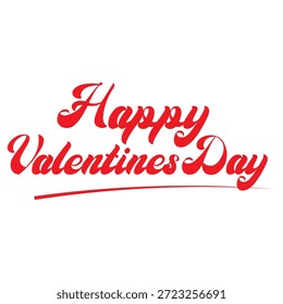 Feliz Día de San Valentín Tipografía Saludo. Letras de Feliz Día de San Valentín sobre fondo blanco limpio, diseño de tipografía romántica de vacaciones para saludos, tarjetas, impresiones y celebraciones digitales.