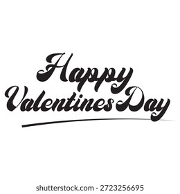 Feliz Día de San Valentín Tipografía Saludo. Letras de Feliz Día de San Valentín sobre fondo blanco limpio, diseño de tipografía romántica de vacaciones para saludos, tarjetas, impresiones y celebraciones digitales.