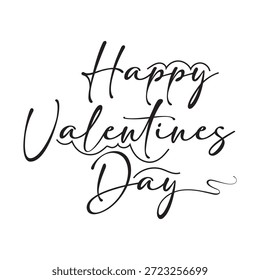 Feliz Día de San Valentín Tipografía Saludo. Letras de Feliz Día de San Valentín sobre fondo blanco limpio, diseño de tipografía romántica de vacaciones para saludos, tarjetas, impresiones y celebraciones digitales.
