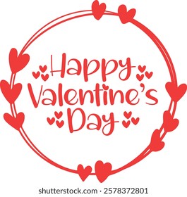 Happy Valentine’s Day typography text on plain white transparent isolated background for card, shirt, hoodie, sweatshirt, apparel, tag, mug, icon, poster or badge