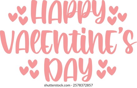 Happy Valentine’s Day typography text on plain white transparent isolated background for card, shirt, hoodie, sweatshirt, apparel, tag, mug, icon, poster or badge