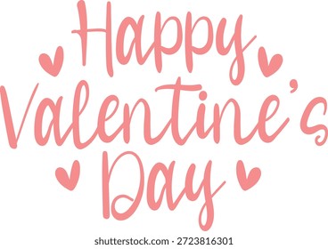 Happy Valentine's Day Typografie Text auf einfarbigem, weißem, transparentem, isoliertem Hintergrund für Karte, Hemd, Kapuze, Sweatshirt, Bekleidung, Tag, Becher, Symbol, Poster oder Abzeichen