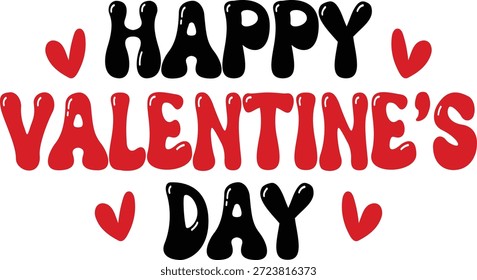 Texto de la tipografía del día de San Valentín feliz en el fondo aislado transparente blanco liso para la tarjeta, la camisa, la sudadera con capucha, la sudadera, la ropa, la etiqueta, la taza, el icono, el cartel o la insignia