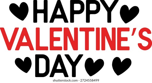 Happy Valentine's Day Typografie Text auf einfarbigem, weißem, transparentem, isoliertem Hintergrund für Karte, Hemd, Kapuze, Sweatshirt, Bekleidung, Tag, Becher, Symbol, Poster oder Abzeichen