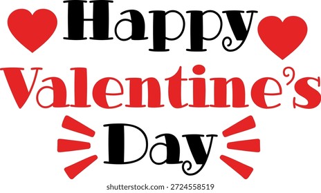 Texto de la tipografía del día de San Valentín feliz en el fondo aislado transparente blanco liso para la tarjeta, la camisa, la sudadera con capucha, la sudadera, la ropa, la etiqueta, la taza, el icono, el cartel o la insignia