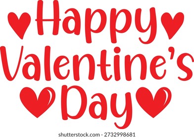 Texto de tipografía de Feliz Día de San Valentín sobre fondo aislado transparente blanco liso para tarjeta, camisa, sudadera con capucha, sudadera, ropa, etiqueta, taza, icono, cartel o insignia