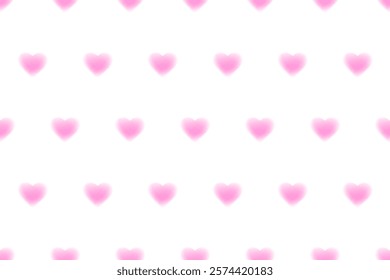 Happy Valentine’s Day vector background with hearts. Geometric seamless pattern with gradient hearts. Template Social media stories, cover, banner, poster, card, print, textile. Blur y2k design