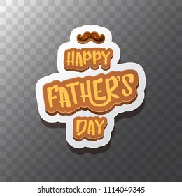 Happy Father’s Day vector cartoon greeting card. Fathers day retro style label or icon on transparent background