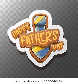 Happy Father’s Day vector cartoon greeting card. Fathers day retro style label or icon on transparent background
