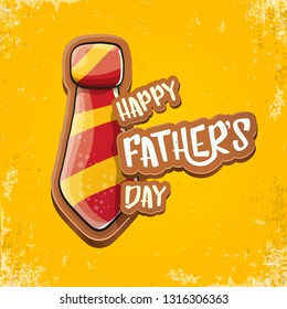 Happy Father’s Day vector cartoon greeting card. Fathers day label or icon isolated on grunge orange background 