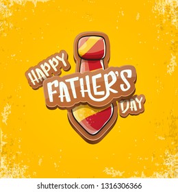 Happy Father’s Day vector cartoon greeting card. Fathers day label or icon isolated on grunge orange background 