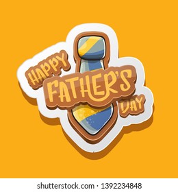 Happy Father’s Day vector cartoon greeting card. Fathers day retro style label or icon on orange background 