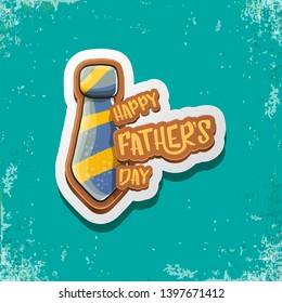 Happy Father’s Day vector cartoon greeting card. Fathers day retro style label or icon on grunge turquoise background