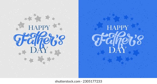 Happy Father’s Day Vector Lettering illustration in grey blue colors