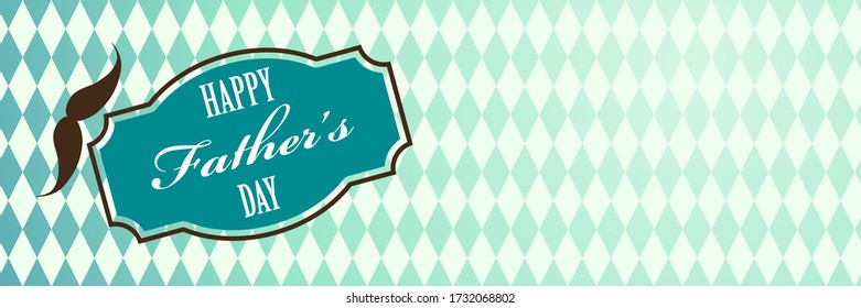 Happy Father’s Day vintage style greeting banner design with rhombus pastel green color  background