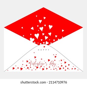 Happy Valentine’s Day wishes with abstract hearts on an envelope background