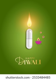 Fröhliche Deepavali oder Diwali mit kreativem Konzept. Festival of Lights. Diwali Urlaub Hintergrund mit Rangoli, Diwali Feier Grußkarte, 3D-Illustration.