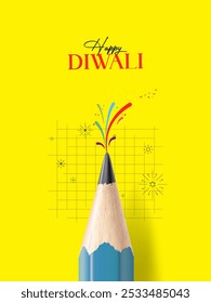 Feliz Deepavali o Diwali con concepto creativo de Educación. Festival de las Luces. Fondo de vacaciones de Diwali con rangoli, tarjeta de felicitación de celebración de Diwali, ilustración 3d.