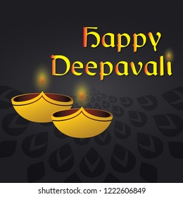Happy Deepavali. Happy Diwali. Hindu, Hindus festival of lights. Colorful lights 
 lamps displays. Fire Lamps.