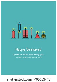 Happy Deepavali. Spread the festive spirit among your friends, family, and loved ones! (Line Art in Flat Style Vector Illustration Icon Design)