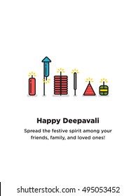 Happy Deepavali. Spread the festive spirit among your friends, family, and loved ones! (Line Art in Flat Style Vector Illustration Icon Design)