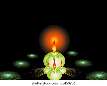 happy deepawali background with lit modern shape candles for diwali & other indian festival