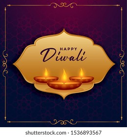 happy deepawali festival background with three diya