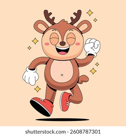 Happy deer cartoon mascot illustration