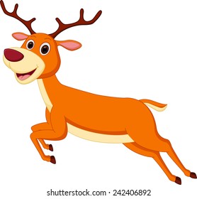 Happy deer cartoon running 