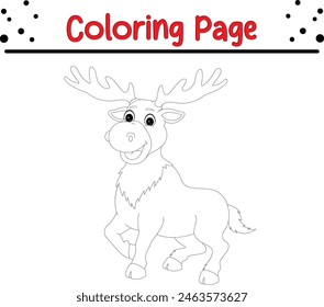 Feliz ciervo para colorear página. Libro para colorear animales para niños