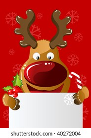 Happy deer with paper where you can write message or a letter to santa