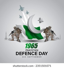 happy defense day Pakistan. 3d letter with Pakistani flag and soldiers. abstract vector illustration design