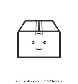 Happy delivery box border icon on a white background. Emotions. 