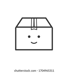 Icono de borde del cuadro de entrega feliz en un fondo blanco. Emociones. 