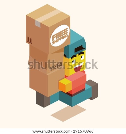 happy delivery boy. vector illustration