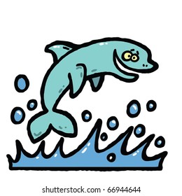 Happy delphinus in the sea vector illustration