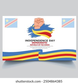 Happy Democratic of Congo Independence Day Banner and hand flag design vector