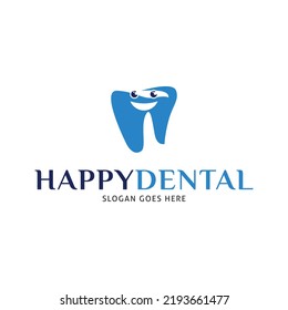 Happy Dental Icon Vector Logo Template Illustration Design