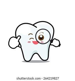 Happy Dental Smile Tooth Mascot Cartoon Character isolated on white background vector illustration