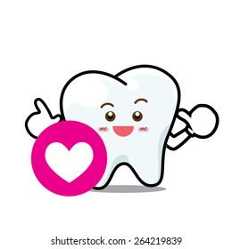 Happy Dental Smile Tooth Mascot Cartoon Character isolated on white background vector illustration