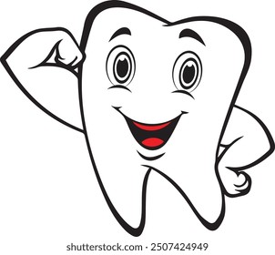 A happy dental tooth vector image typically features a clean, shiny tooth with a big, cheerful smile. The tooth might have bright, sparkling eyes and rosy cheeks to enhance its friendly appearance. Of