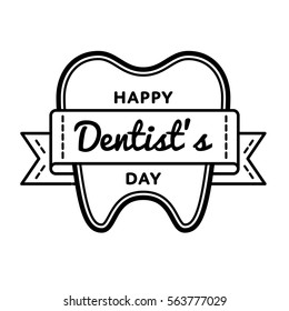 Happy Dentists day emblem isolated vector illustration on white background. 6 march world stomatological holiday event label, greeting card decoration graphic element