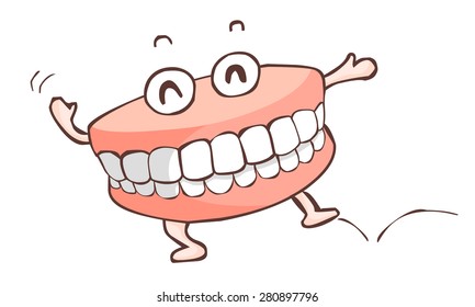 happy denture dancing show vector illustration