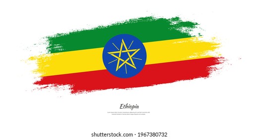 Happy derg downfall day of Ethiopia with national flag on artistic stain brush stroke background