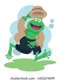 Happy detective Mr. Green Frog