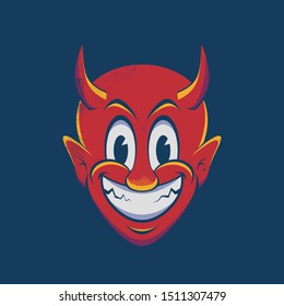 happy devil cartoon cartoon illustration in vintage style