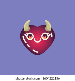 Happy Devil heart shape emoticon flat icon, vector sign, Smiling Face With Horns emoji colorful pictogram. Symbol, logo illustration. Flat style design