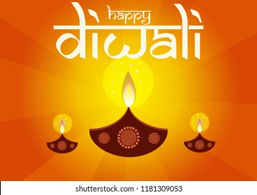 Happy Dewali Festival Design Template, Vector Illustration