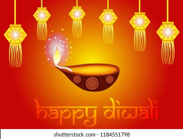 Happy Dewali Festival Design Template, Vector Illustration